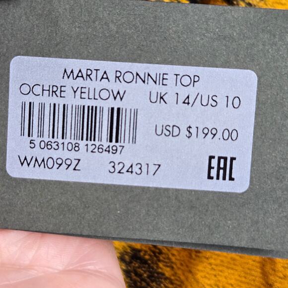 NWT All Saints Marta Tank Top Silk Blend Ronnie Draped Cami Ochre Yellow US10 - Picture 5 of 9